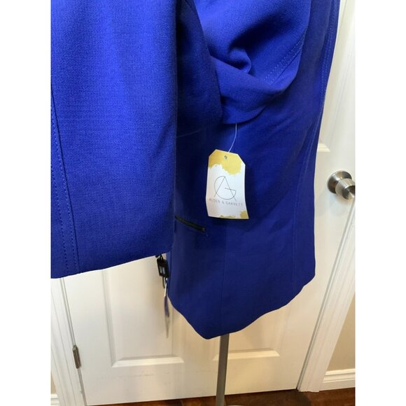 Tahari Arthur S. Levine Ronald Blue Black Faux Leather Trim Jacket, Size 8 - Picture 8 of 11